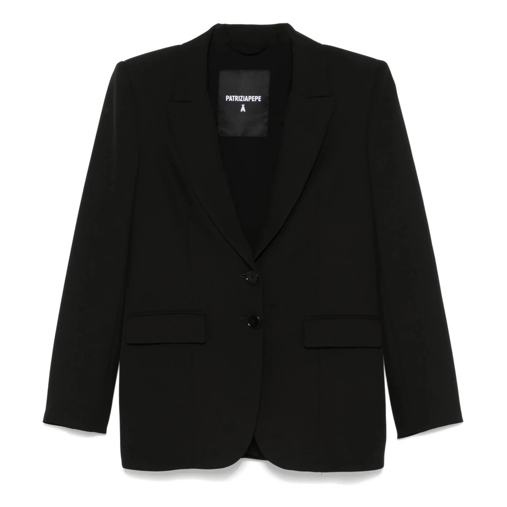 PATRIZIA PEPE Essentiële Twee-Knoop Blazer Black Dames