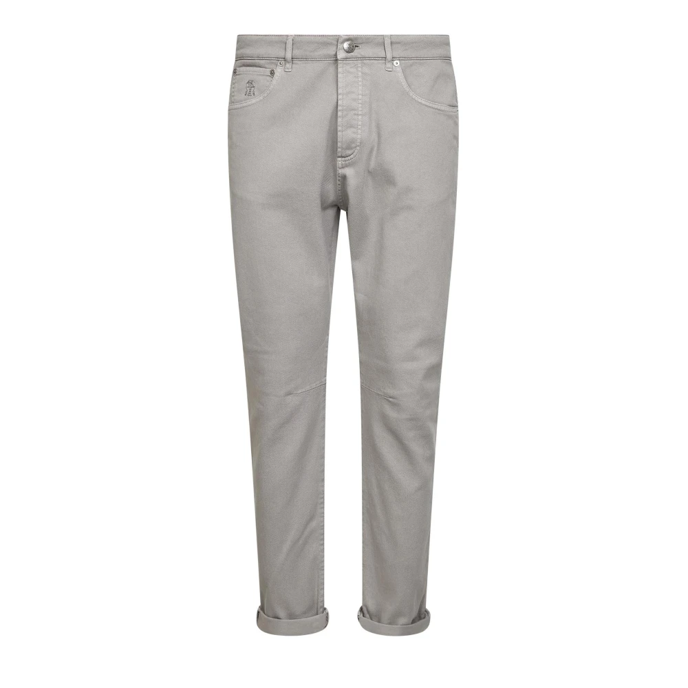 Brunello Cucinelli Men's Gray Slim Fit Jeans, 3XL, Gart-Dyed Denim Trousers