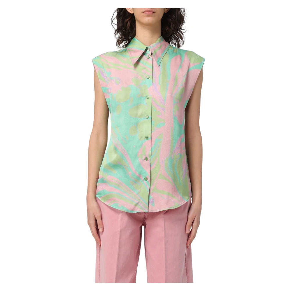 Pinko Satin Print Shirt Cabiri Stijl Multicolor Dames