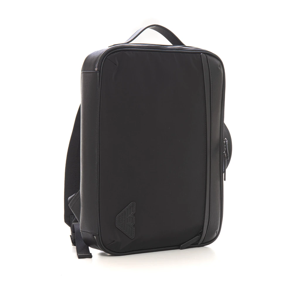 Emporio Armani Klassieke Leren Aktetas voor Professionals Black Heren