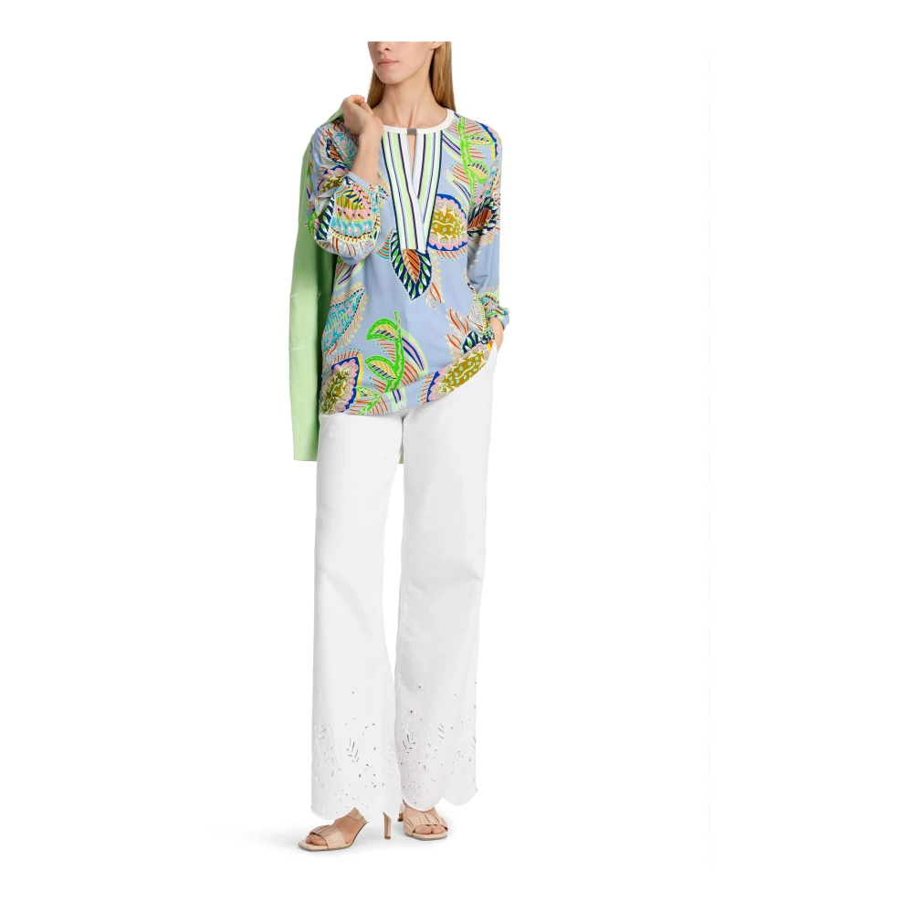 Marc Cain Elegante A-lijn blouse met pofmouwen Multicolor Dames