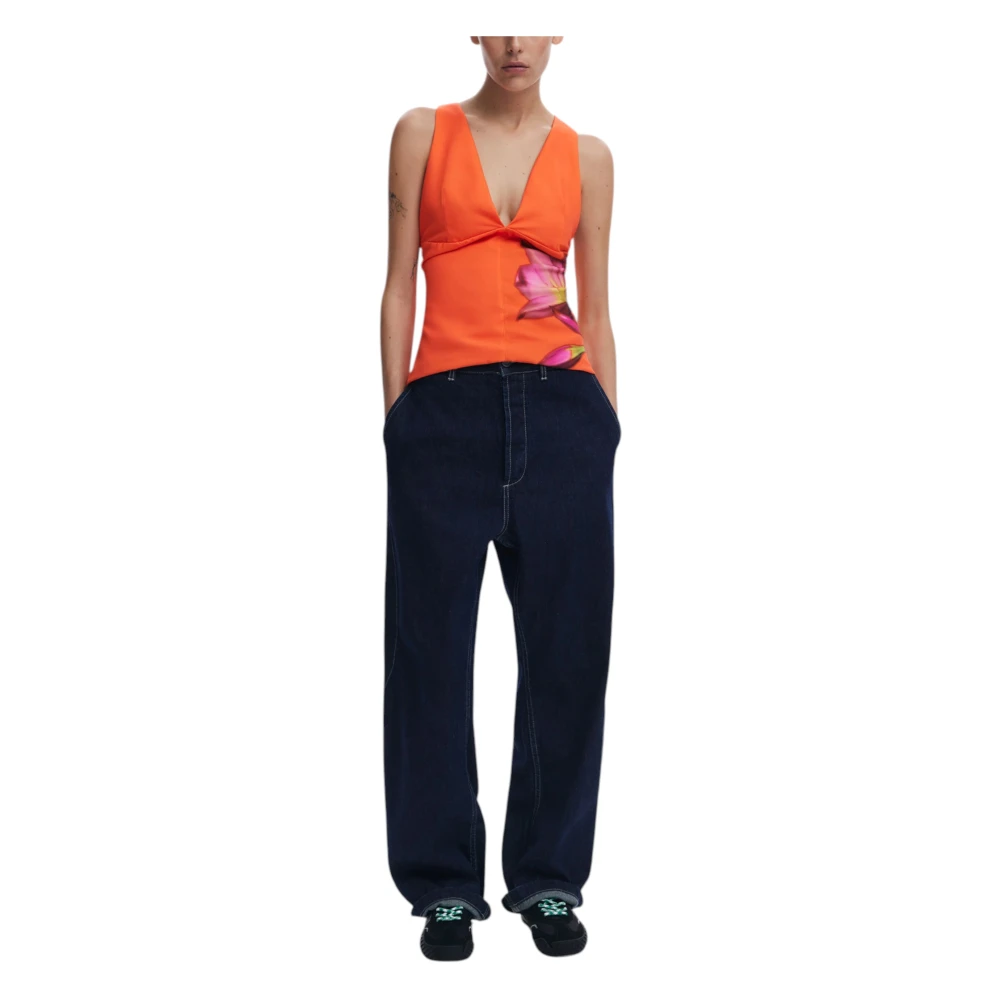 Desigual Dames Top Polyester Elastaan Collectie Orange Dames
