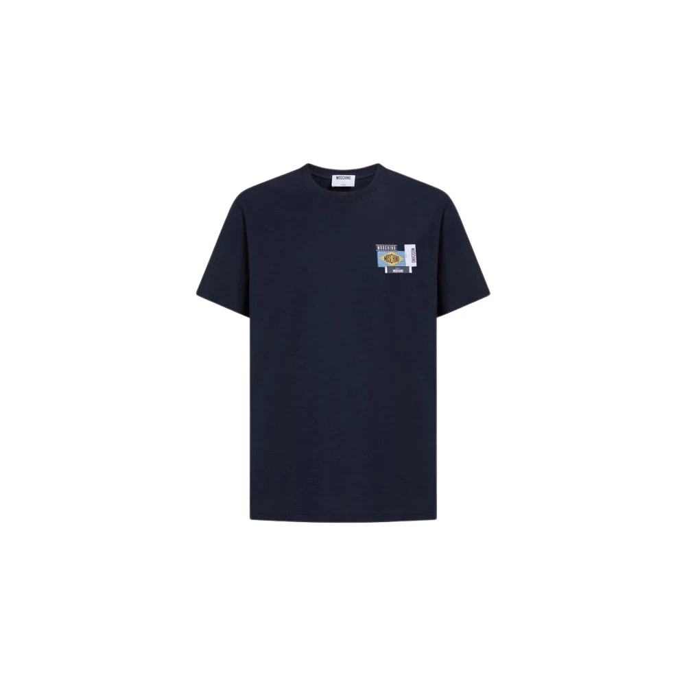 Moschino Blue T-Shirts, Male, Xs, Embroidered Cotton Jersey T-Shirt