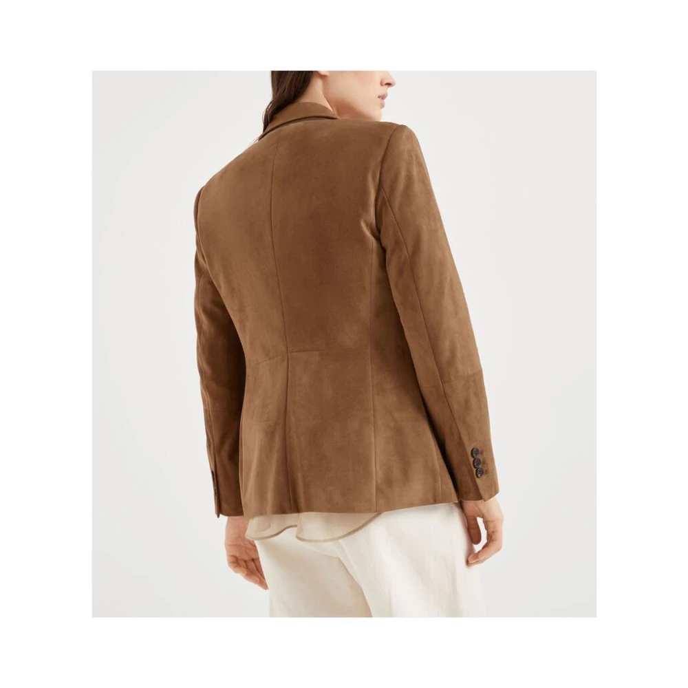 BRUNELLO CUCINELLI Bruine Geknoopte Jas met Zakken Brown Dames