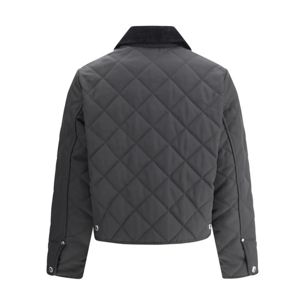 Burberry Gewatteerd katoenen jack met ruitvoering Black Dames