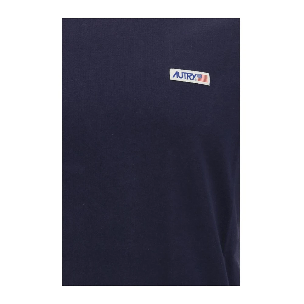 Autry Monogram Patch Katoenen T-shirt Blue Heren