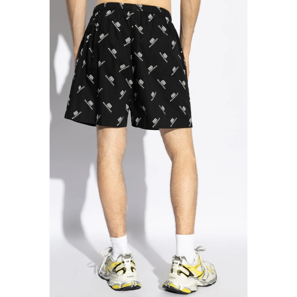 Balenciaga Shorts met bedrukt monogram Black Heren