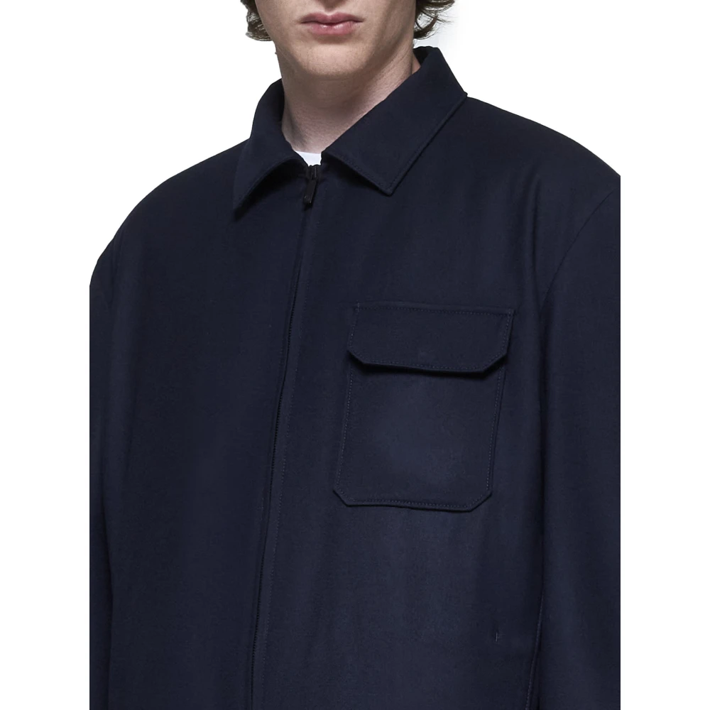 Giorgio Armani Blauwe Wol Blouson Jas Blue Heren