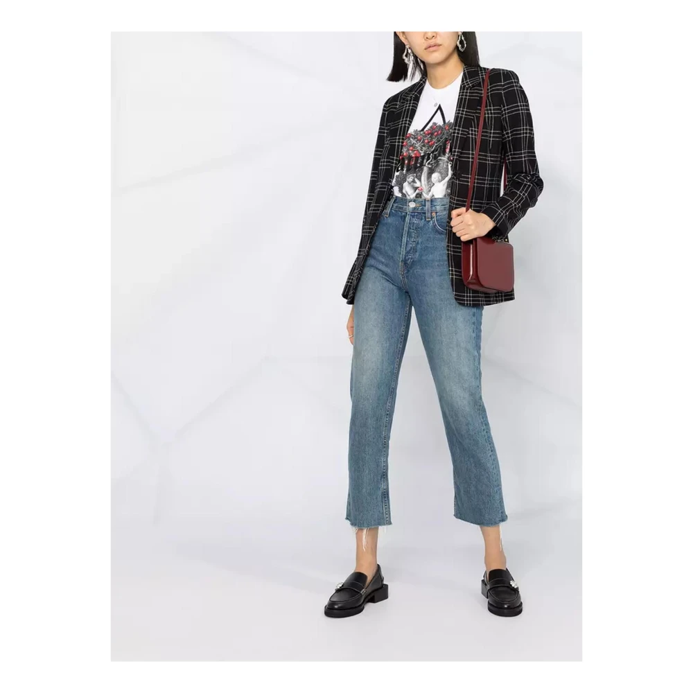 Twinset Zwarte Geruite Wollen Jas Black Dames