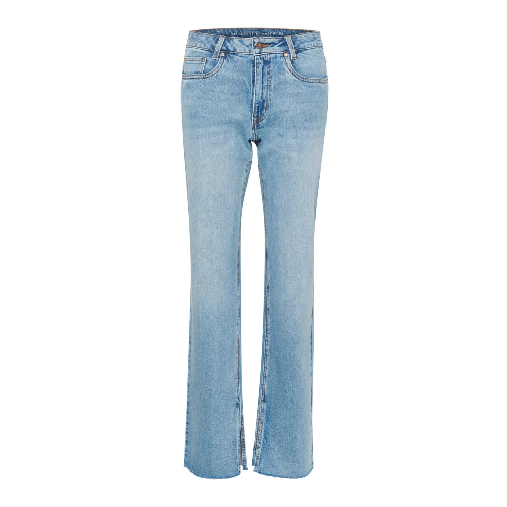 My Essential Wardrobe Hoge Rechte Split Jeans Lichtblauw Blue Dames