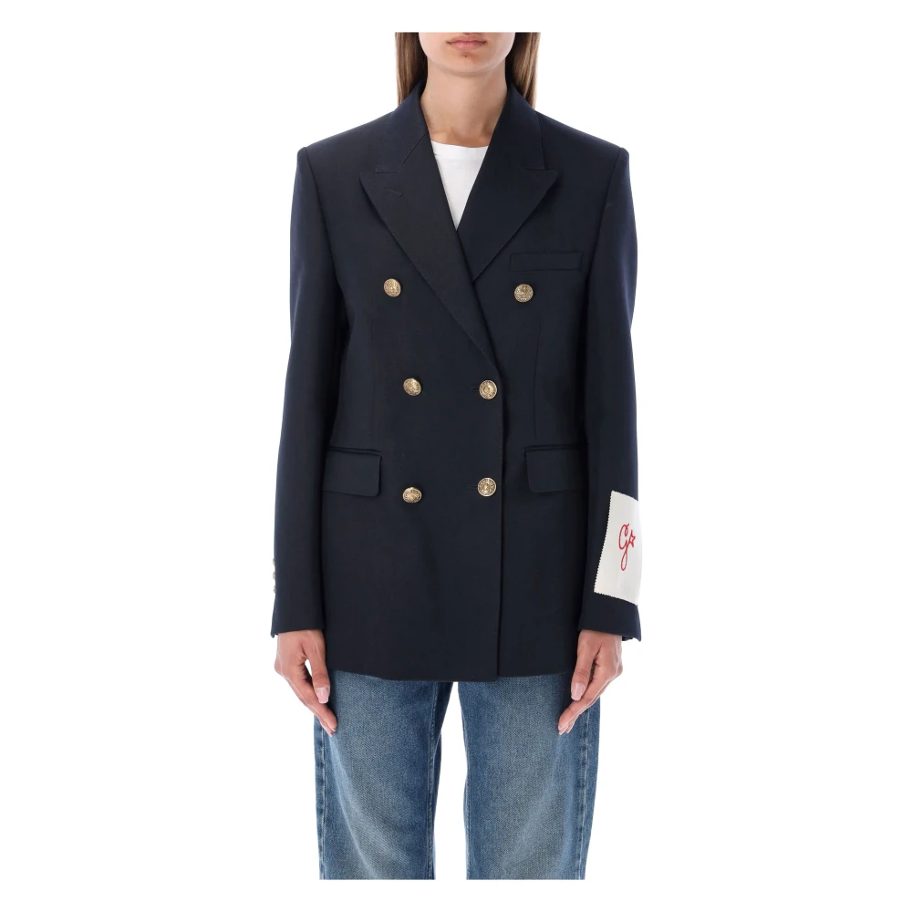 Golden Goose Women's Blue/Golden Double-Breasted Blazer With Heraldic Buttons