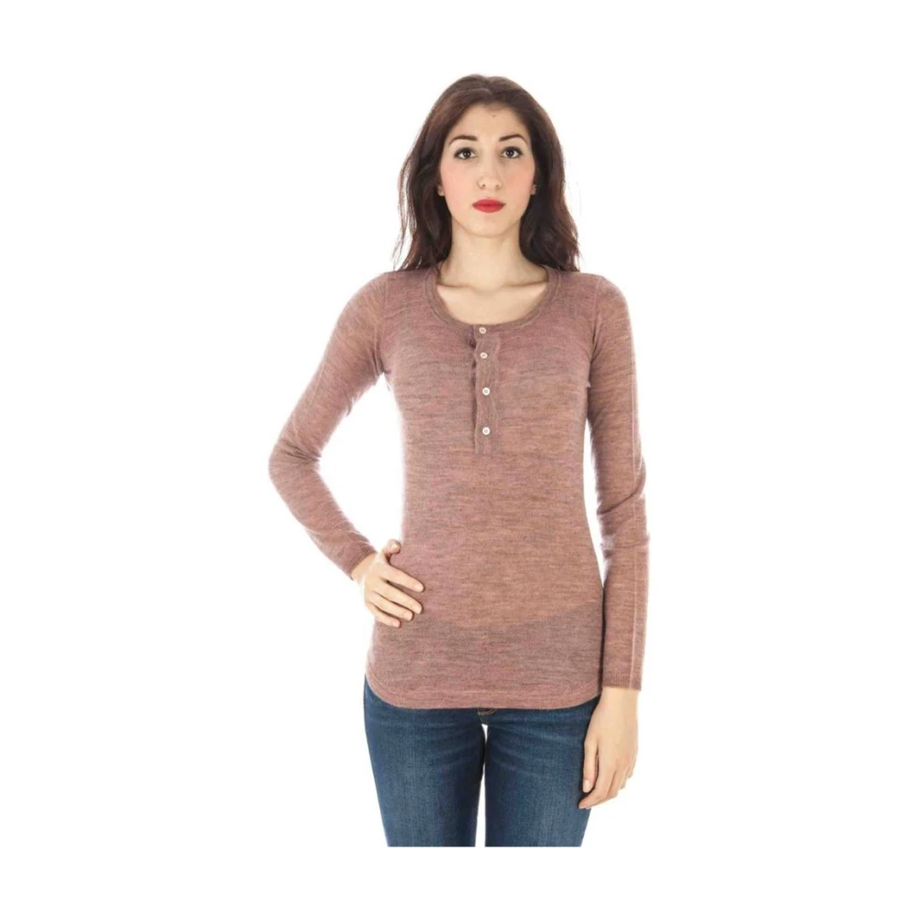 Fred Perry Roze Wollen Pullover Sweater Brown Dames