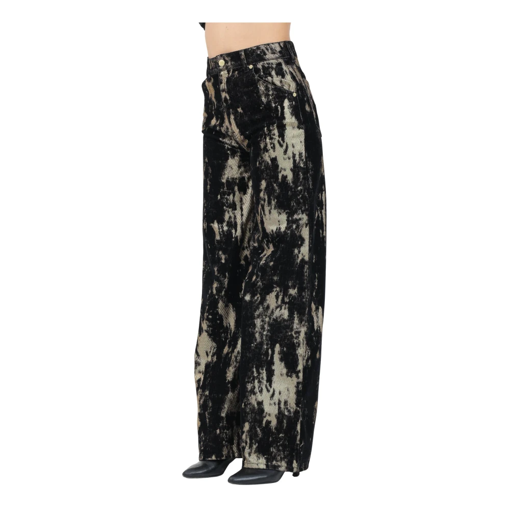 ViCOLO Gouden en Zwarte Tie-Dye Jeans Black Dames