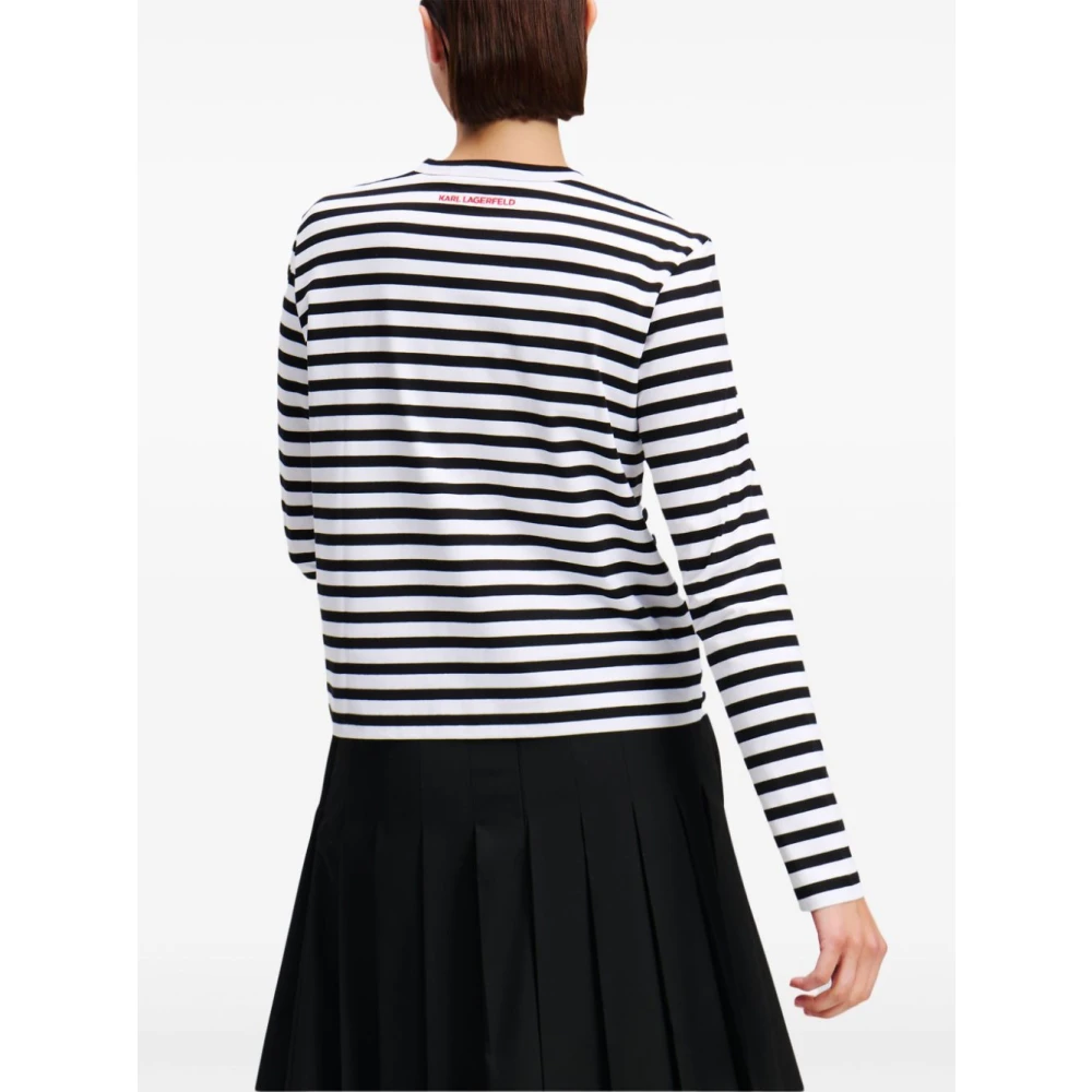 Karl Lagerfeld Ikon Print Stripe TOP Black Dames