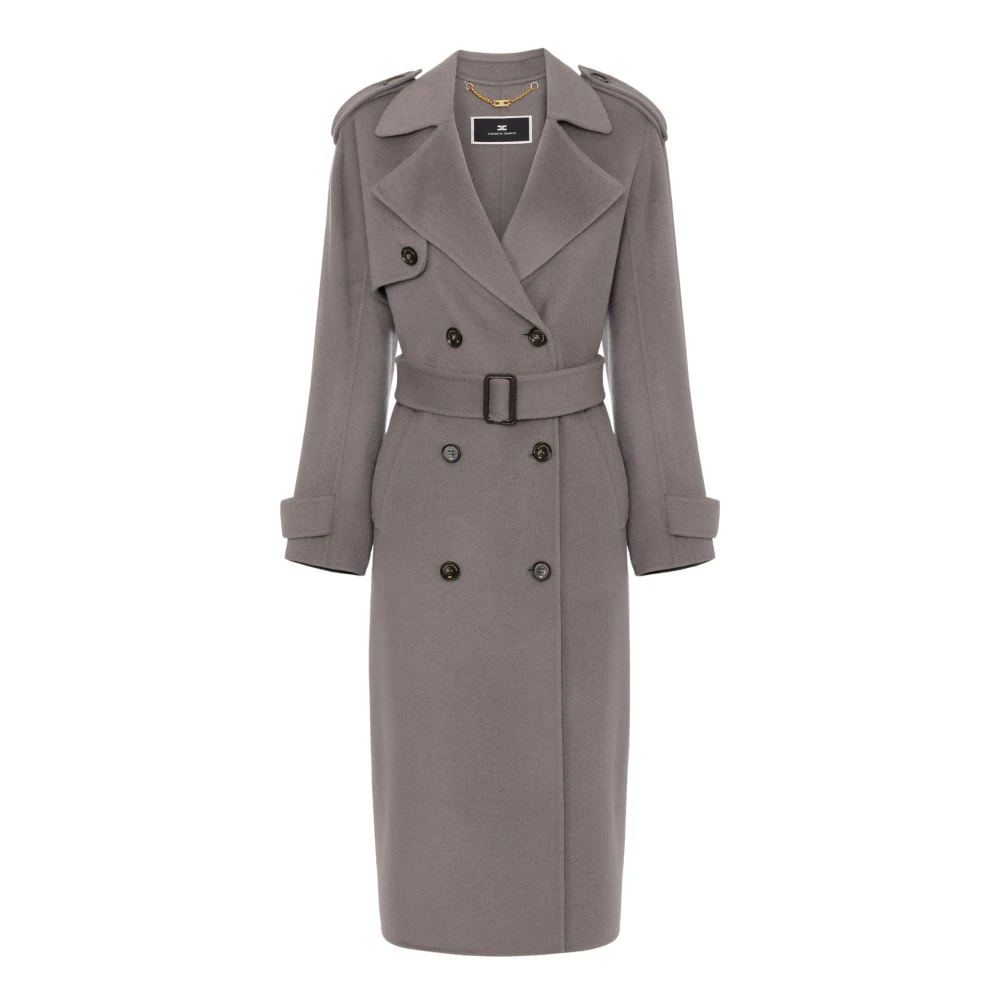 Elisabetta Franchi Stijlvolle Jas voor Vrouwen Gray Dames