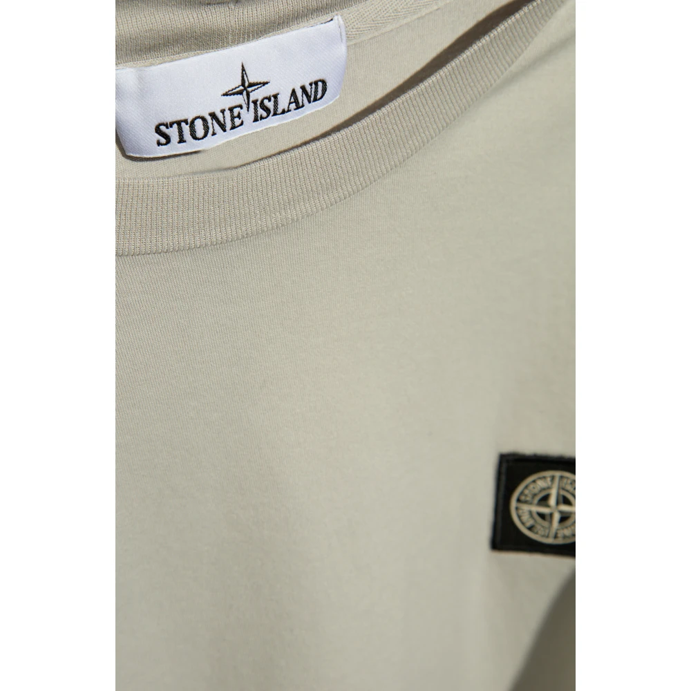 Stone Island T-shirt met logo patch Gray Heren