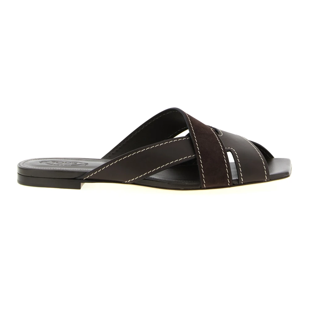 Tod's Women's Brown Weaved Sandals - Sliders - 5 Uk - Shoes