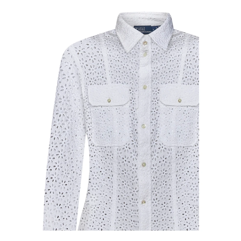 Polo Ralph Lauren Wit Linnen Overhemd met Knoopsluiting White Dames