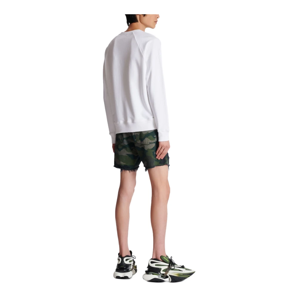 Balmain Flocked Sweatshirt White Heren
