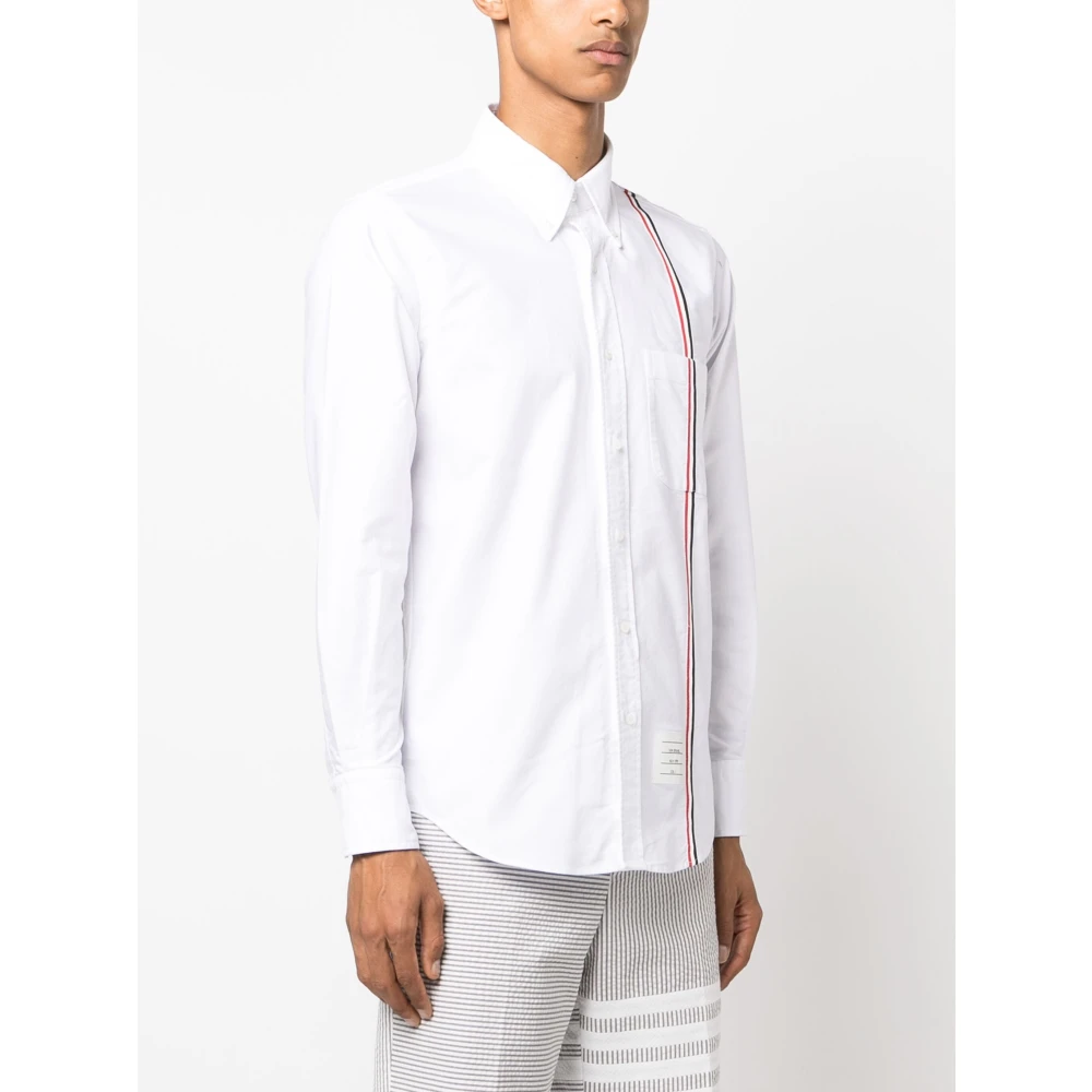 Thom Browne Wit Gestreept Katoenen Oxford Overhemd White Heren