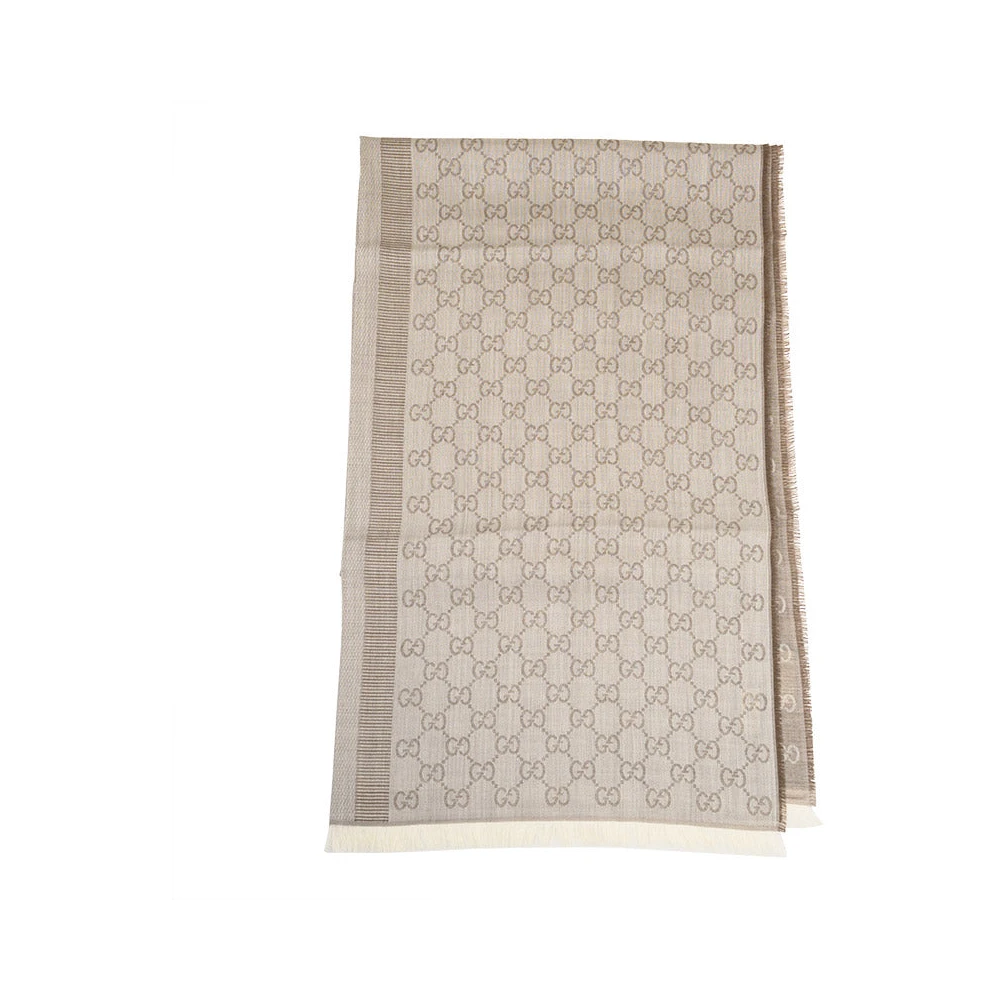 Gucci Beige GG Patroon Sjaal Beige Unisex