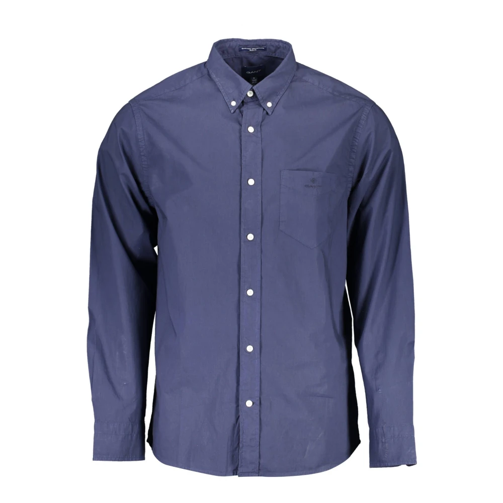 Gant Men's Blue Casual Shirts,, Cotton Shirt, Regular Fit, Short Sleeves Small