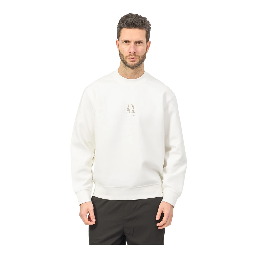 Armani Exchange Witte Crewneck Sweater met Voorlogo White Heren