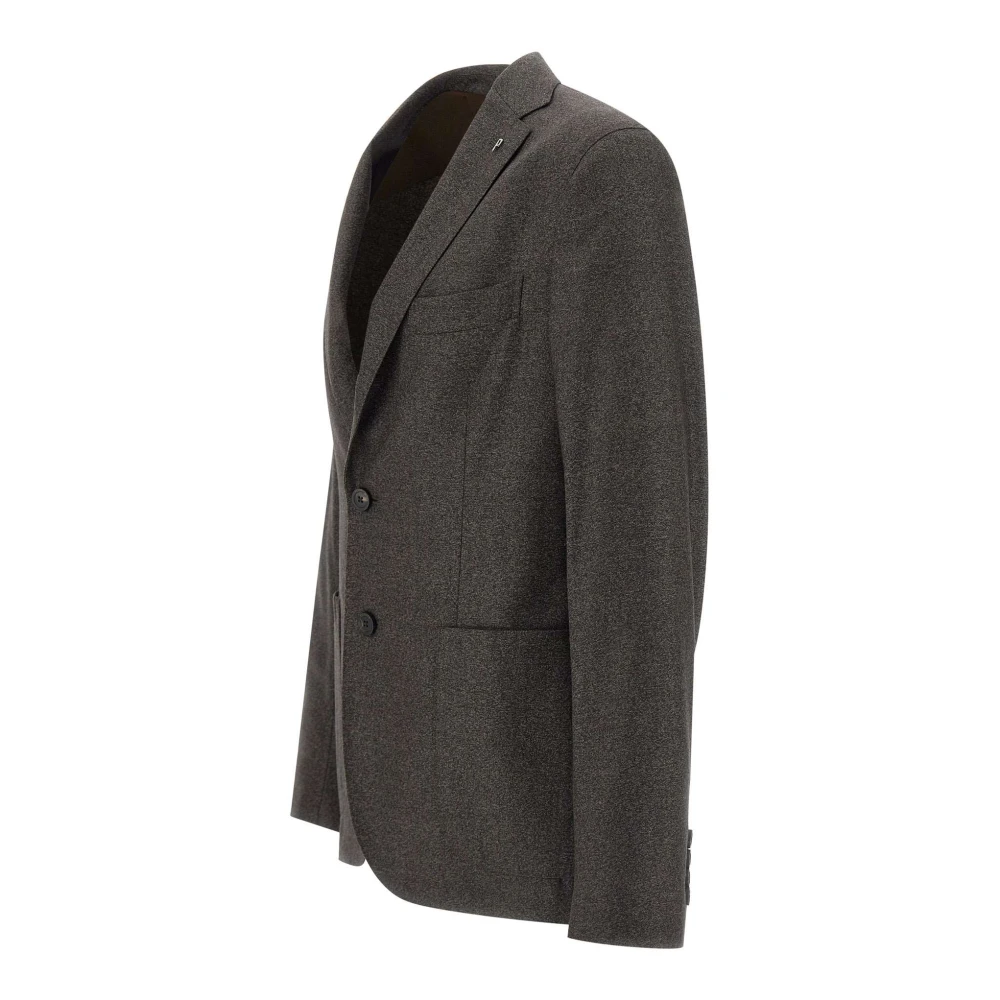 PESERICO Wollen Blazer Bruin Jas Slim Fit Brown Heren