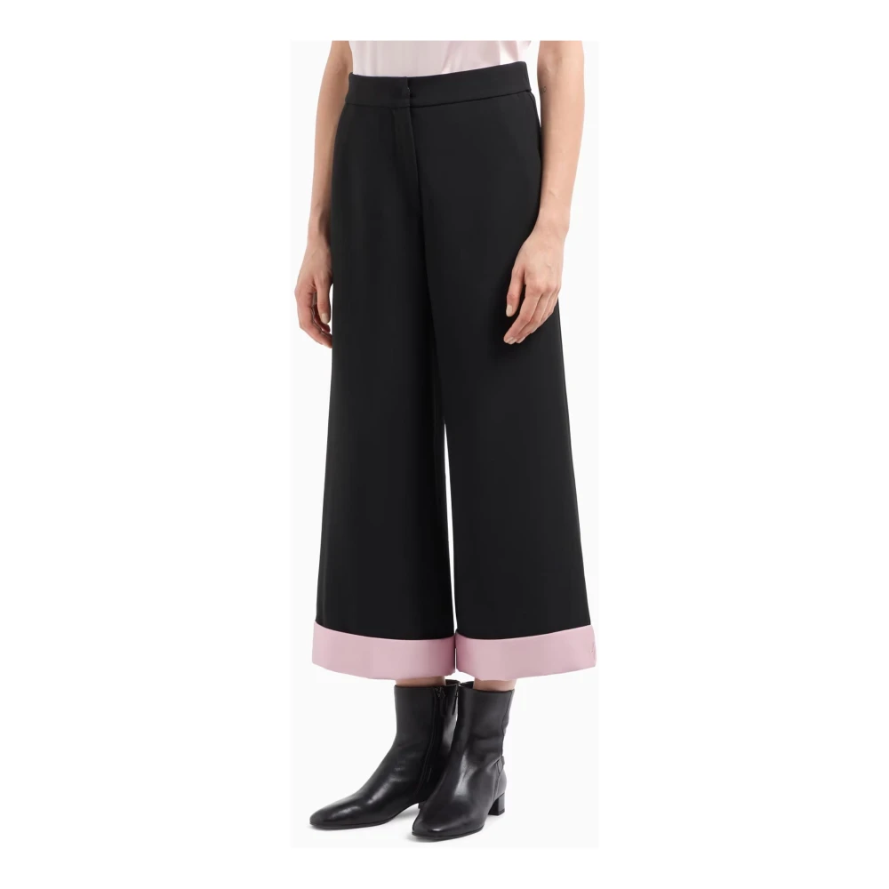 Emporio Armani Zwarte Cady Crepe Broek met Rits Black Dames