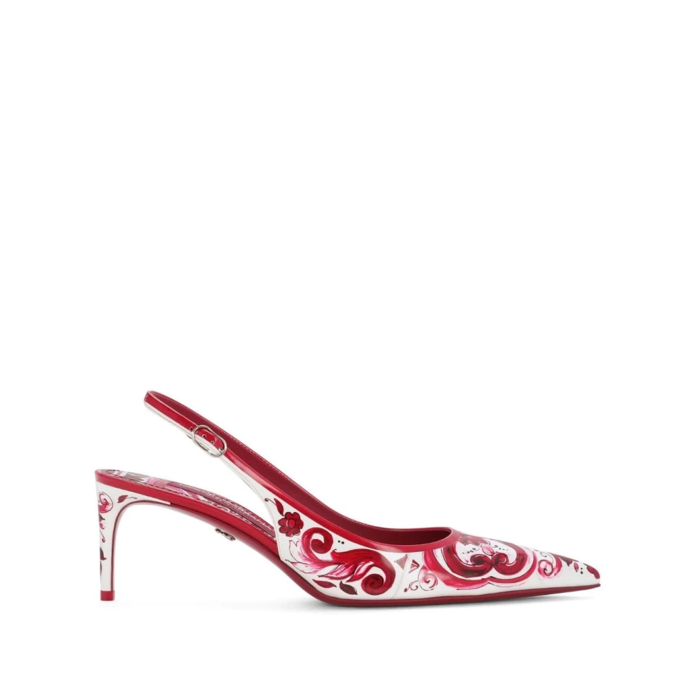 Dolce & Gabbana Fuchsia Geometrisch Print Slingback Pumps Pink Dames