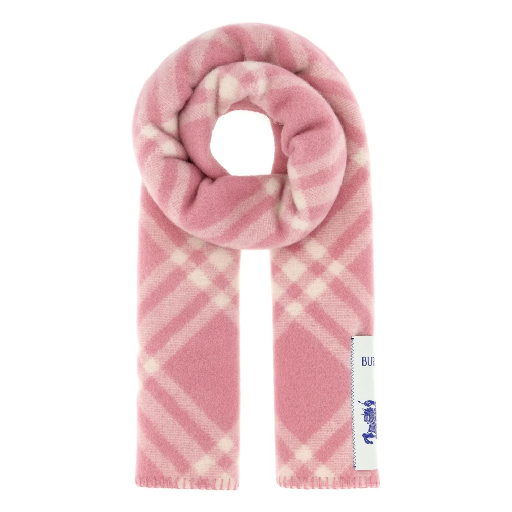 Burberry Check Wool Scarf - Male - Winter Scarves - Pink - One Size - Accessories