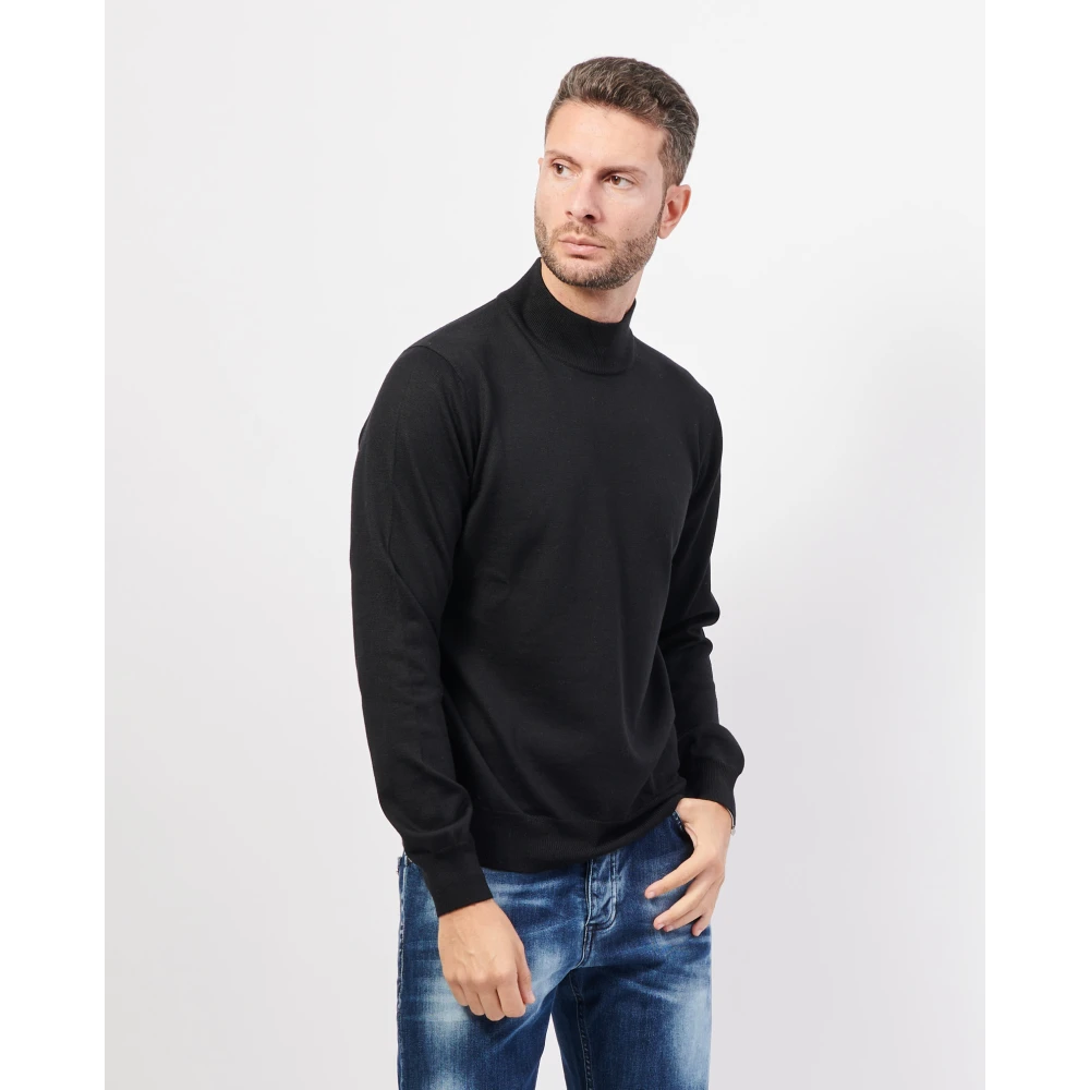 Gran Sasso Zwarte Merinowol Coltrui Trui Black Heren
