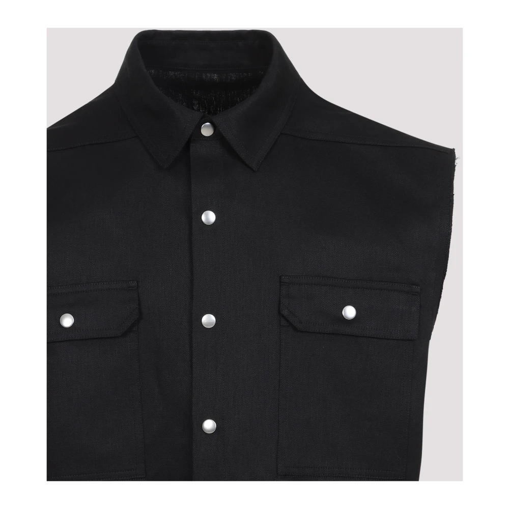 Rick Owens Zwart Linnen Overhemd Moderne Elegantie Black Heren