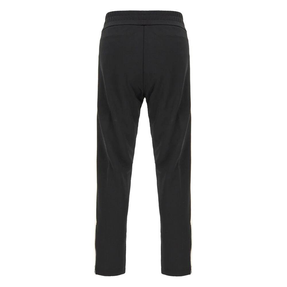 Moncler Zwarte broek met elastische tailleband en verhoogd naaddetail Black Heren