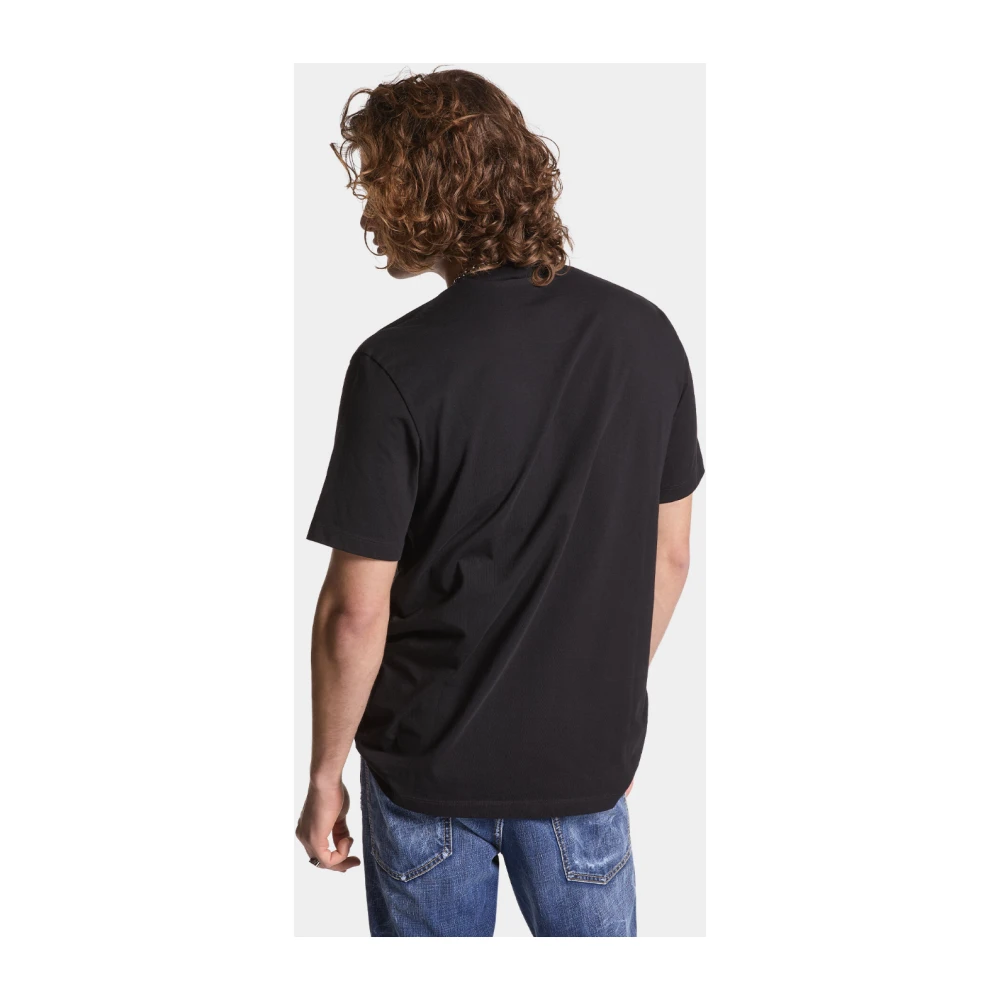 Dsquared2 Zwarte Regular Fit Tee Wintercollectie Black Heren