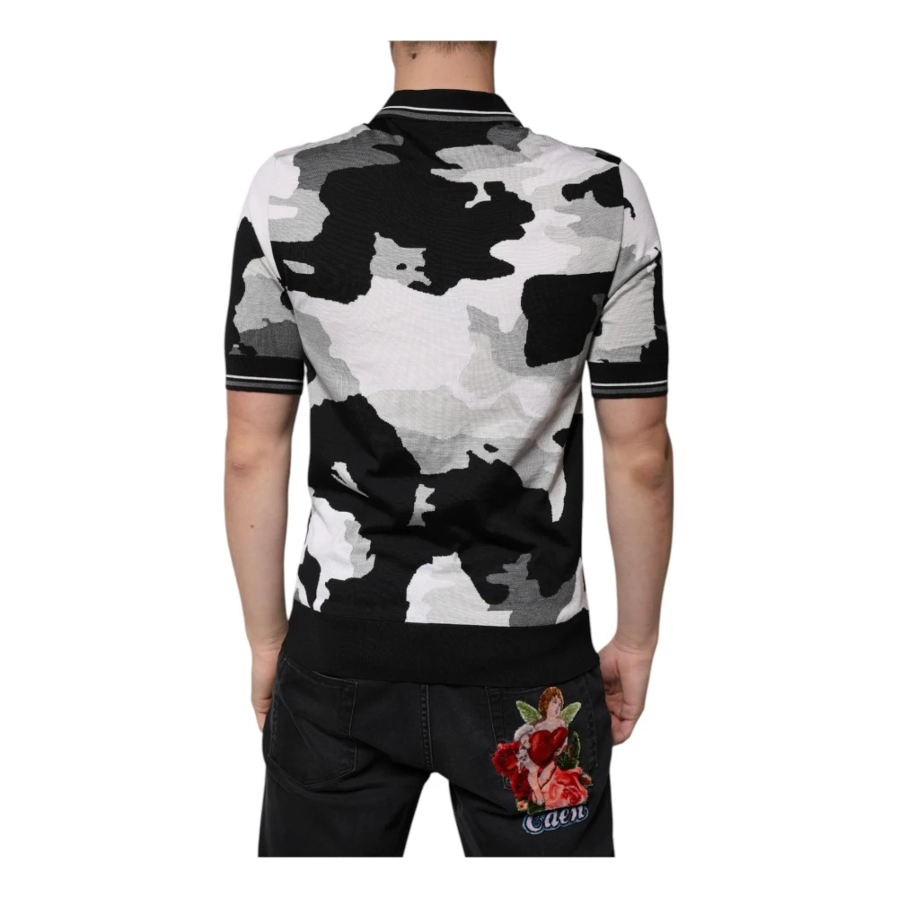 Dolce & Gabbana Zijden Camo Polo Shirt Multicolor Heren