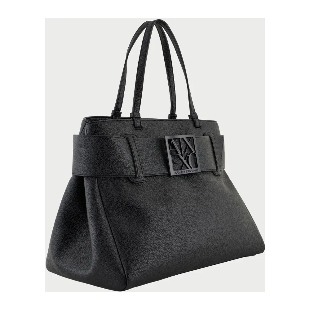 Armani Exchange Zwarte schoudertas met logodetail Black Dames