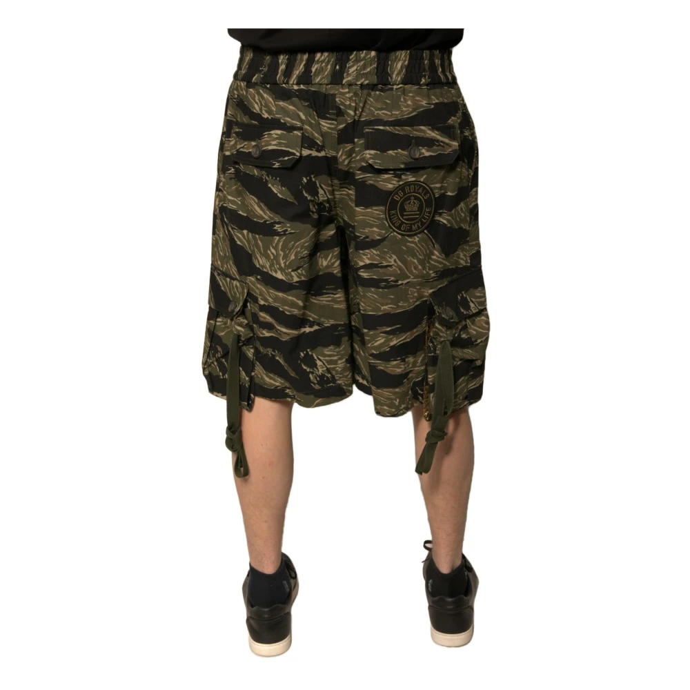 Dolce & Gabbana Zwart Goud Patroon Bermuda Shorts Multicolor Heren