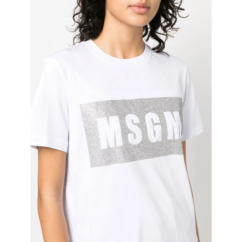 Msgm Katoenen T-shirt met uniek ontwerp White Dames