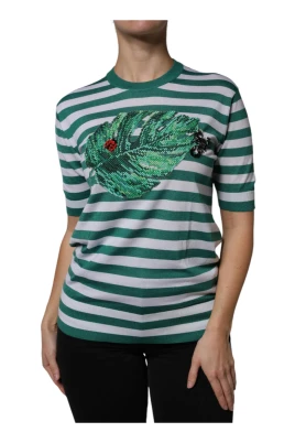 Randig Blad Crew Neck T-shirt