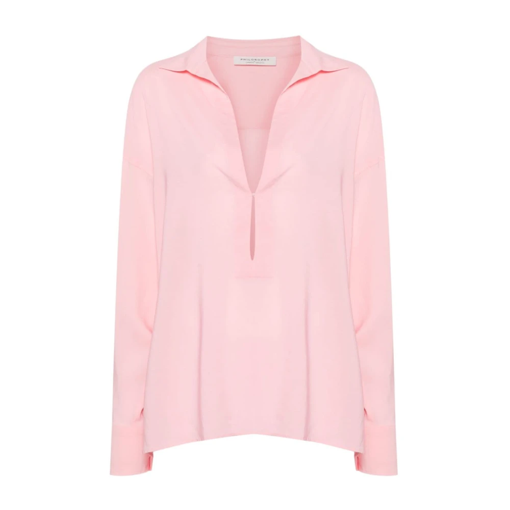 Philosophy di Lorenzo Serafini Roze Crepe Textuur Shirt Pink Dames