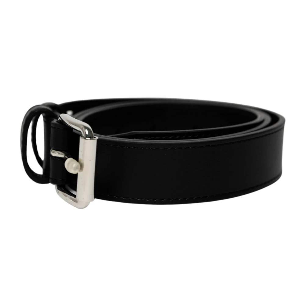 Comme des Garçons Zwarte Kalfsleren Riem Black Unisex