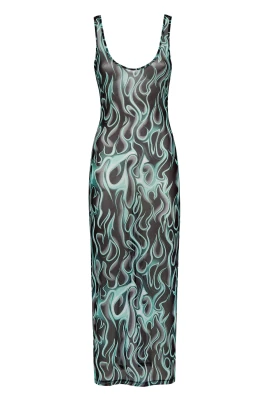 Tulle Tank Top Lång Klänning Flame