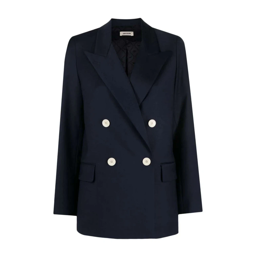Zadig & Voltaire Navyblauwe Double-Breasted Blazer Black Dames