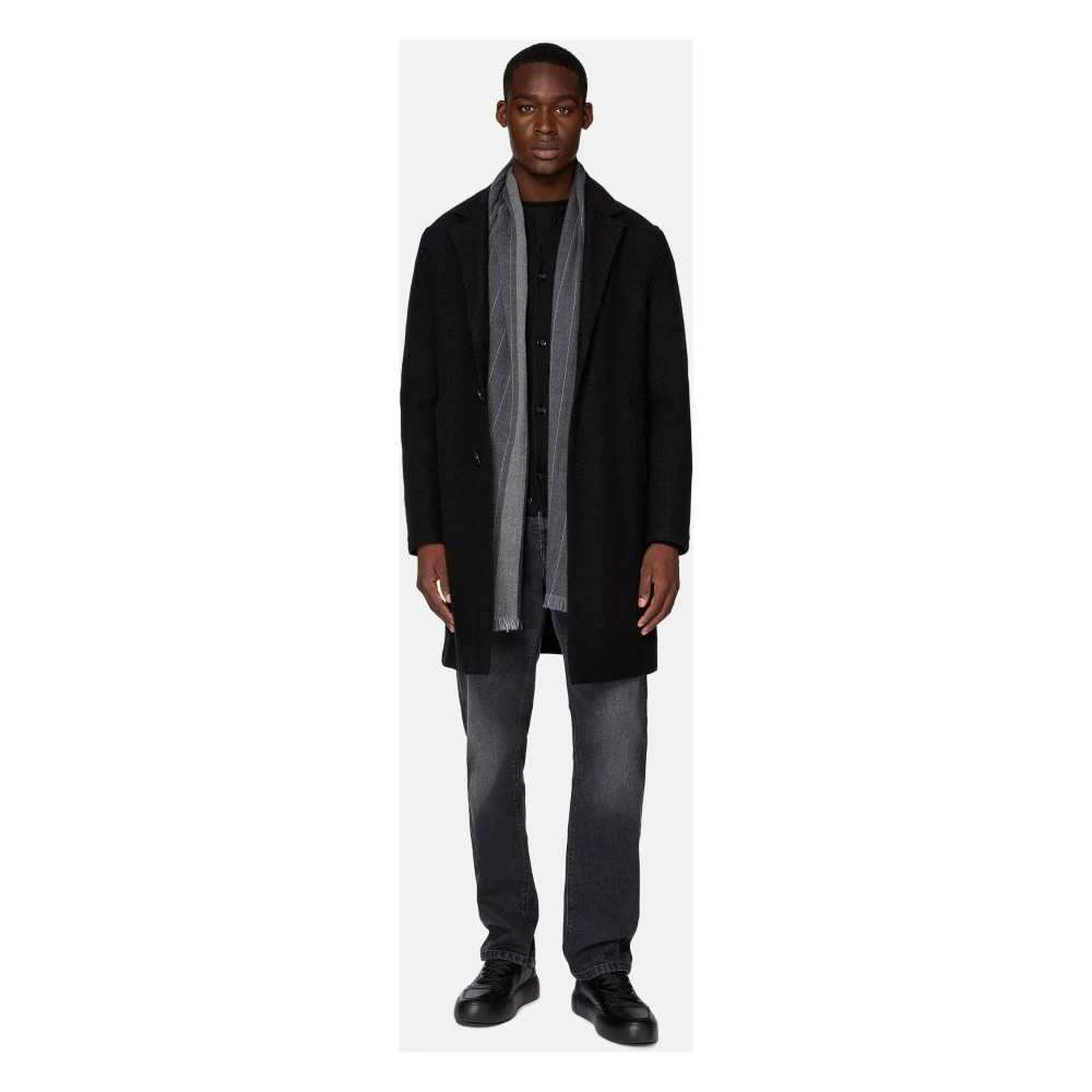 Boggi Milano Enkelrijig wollen jas Black Heren