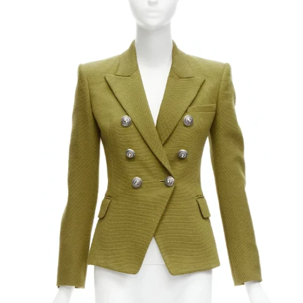 Balmain Pre-owned Fabric outerwear Green Dames