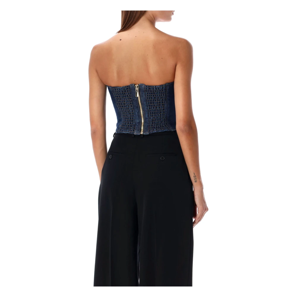 Magda Butrym Denim Bustier Top Navy Aw24 Blue Dames