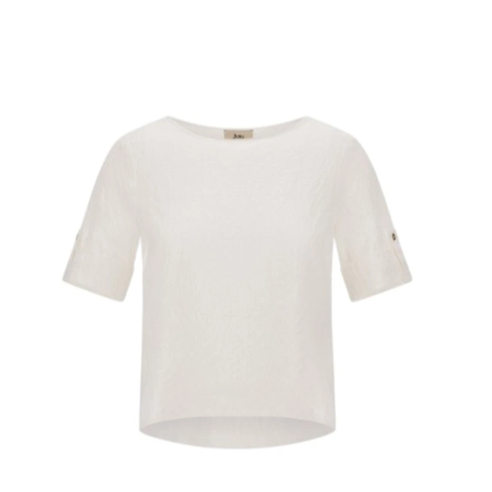 Herno Vrouw Wit Tops Dames, S, T-Shirt Met Boothals