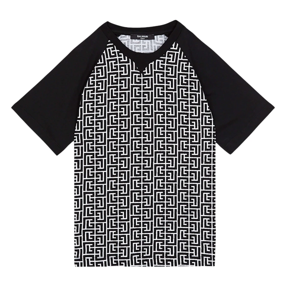Balmain Boys Black Monogram Logo T-Shirt - Kids Short Sleeve T-Shirts - 10 Y - Kids