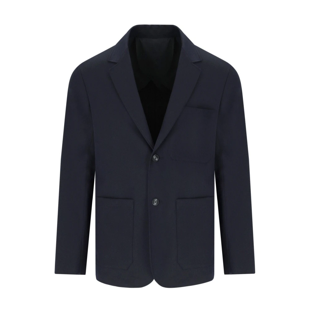 Emporio Armani Mannelijk Blauw Jassen Heren, L, Polyester, Navy Single-Breasted Jacket Lichtgewicht Stof